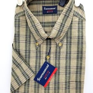 Tournament Arrow Button Short Sleeve Men Large NWT